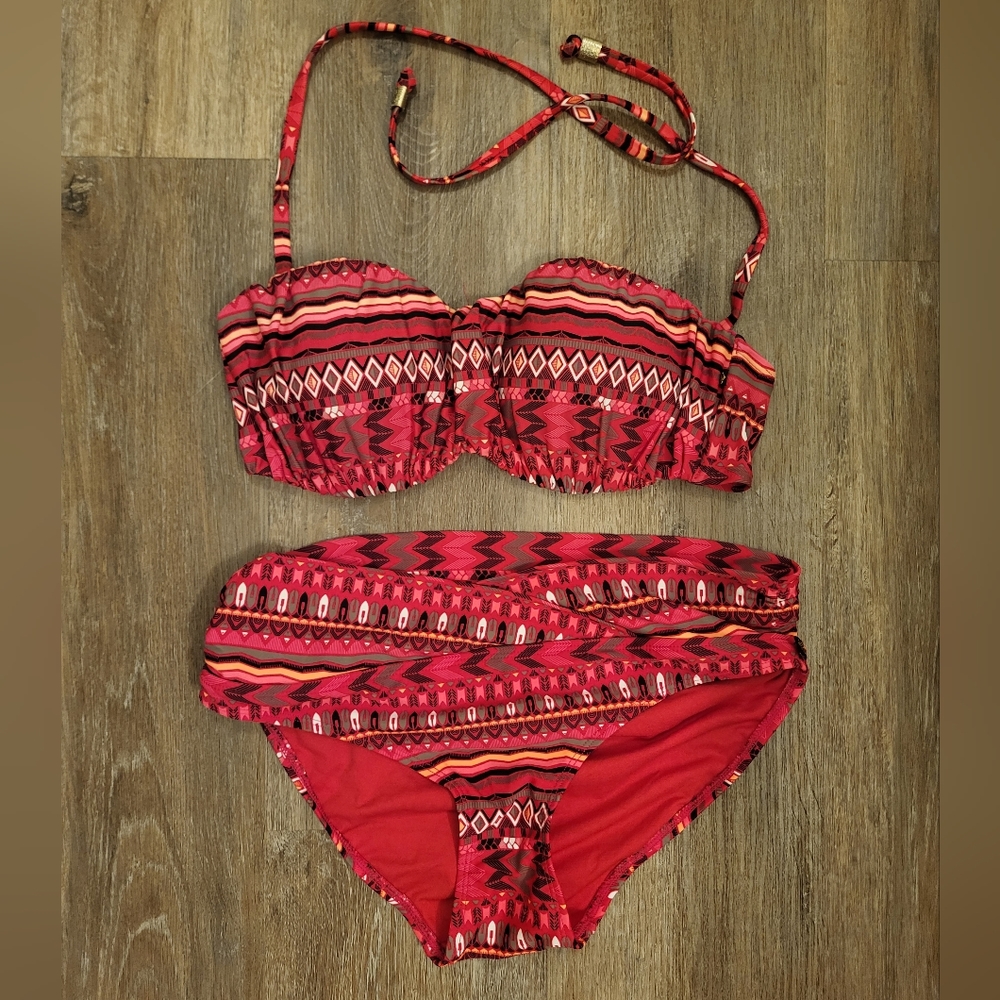 LA Vie En Rose Aztec Print Bikini Size Medium